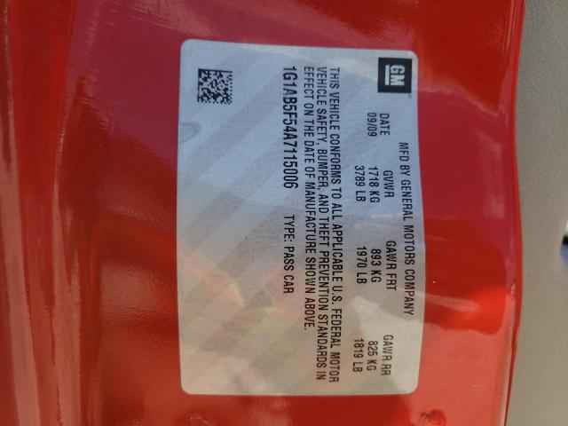 Photo 10 from auction – 2010 CHEVROLET COBALT LS with VIN 1G1AB5F54A7115006