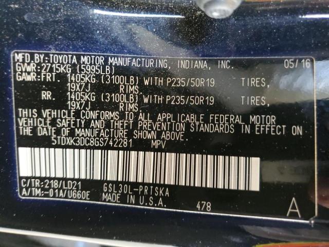 Photo 10 from auction – 2016 TOYOTA SIENNA SE with VIN 5TDXK3DC8GS742281
