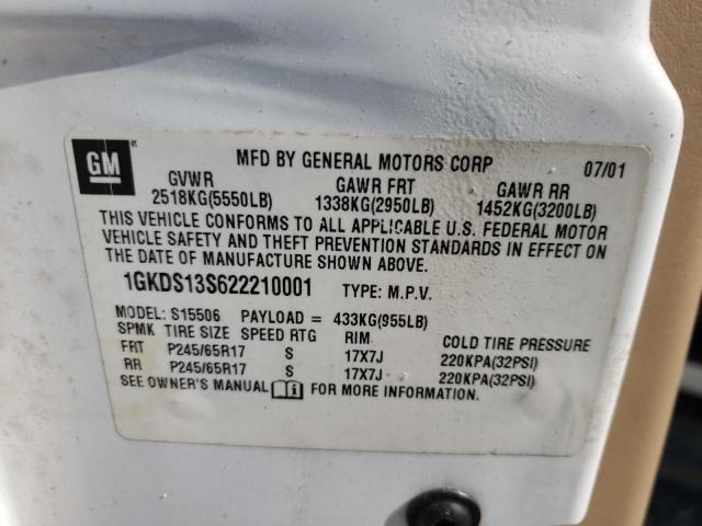Photo 10 from auction – 2002 GMC ENVOY with VIN 1GKDS13S622210001