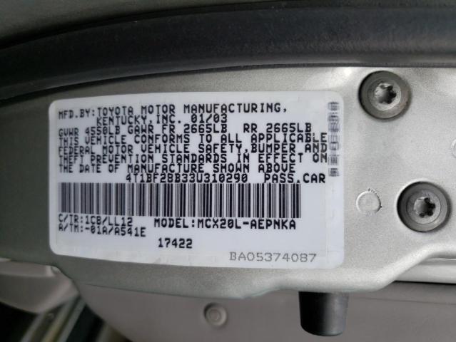 Photo 10 from auction – 2003 TOYOTA AVALON XL with VIN 4T1BF28B33U310290