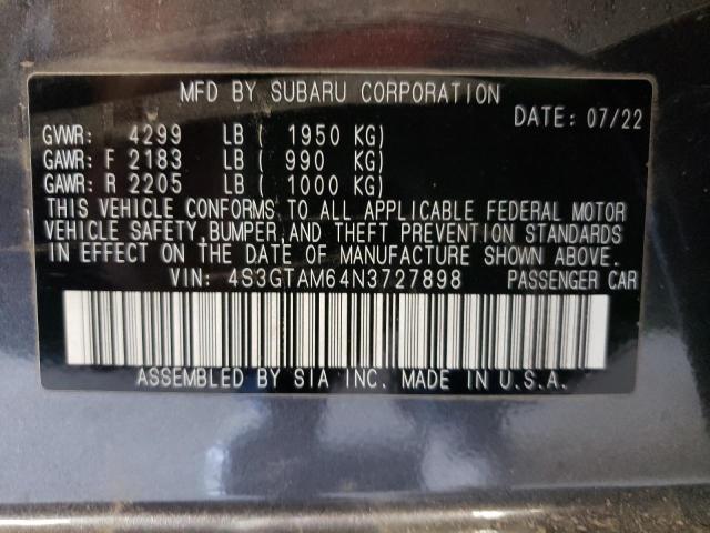 Photo 10 from auction – 2022 SUBARU IMPREZA SP with VIN 4S3GTAM64N3727898