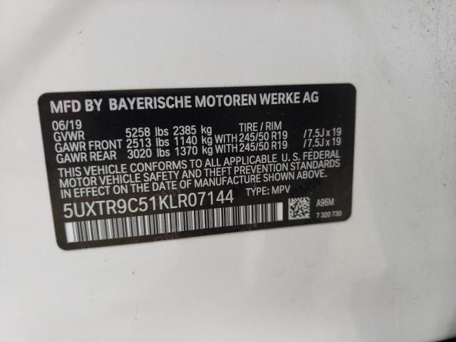 Photo 10 from auction – 2019 BMW X3 XDRIVE3 with VIN 5UXTR9C51KLR07144