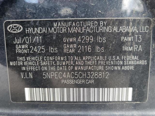 Photo 10 from auction – 2012 HYUNDAI SONATA SE with VIN 5NPEC4AC5CH328812
