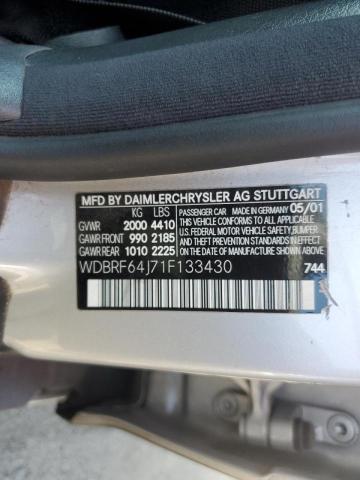 Photo 10 from auction – 2001 MERCEDES-BENZ C 320 with VIN WDBRF64J71F133430