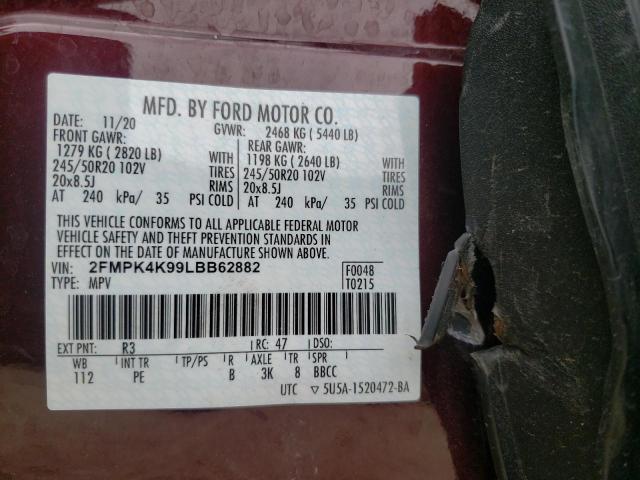 Photo 10 from auction – 2020 FORD EDGE TITAN with VIN 2FMPK4K99LBB62882
