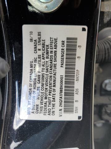 Photo 10 from auction – 2011 HONDA CIVIC EX with VIN 2HGFA1F88BH500451