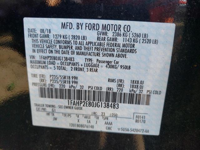 Photo 10 from auction – 2018 FORD TAURUS SEL with VIN 1FAHP2E80JG138483