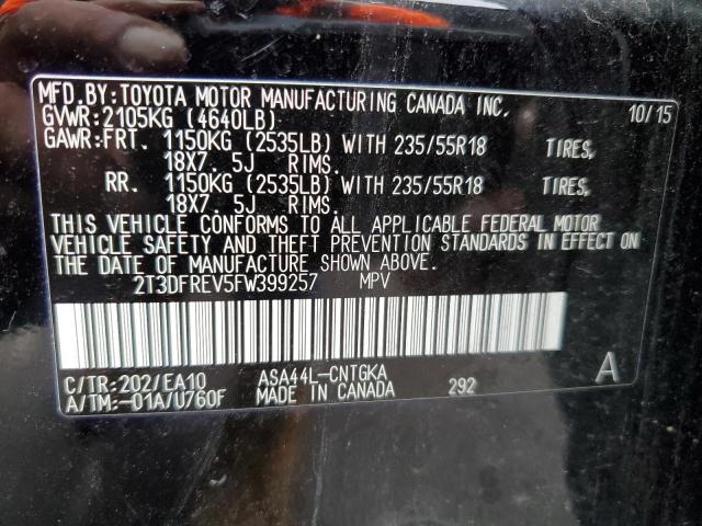 Photo 10 from auction – 2015 TOYOTA RAV4 LIMIT with VIN 2T3DFREV5FW399257