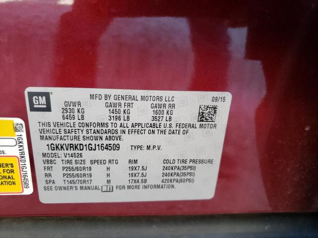 Photo 10 from auction – 2016 GMC ACADIA SLT with VIN 1GKKVRKD1GJ164509