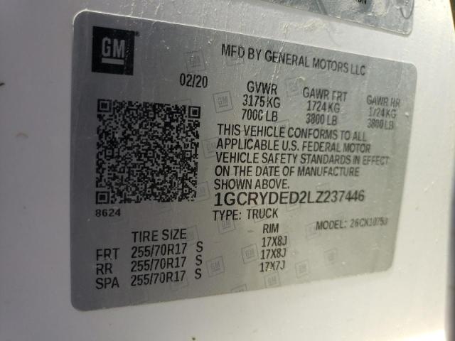 Zdjęcie 10 z aukcji – 2020 CHEVROLET SILVERADO z VIN 1GCRYDED2LZ237446