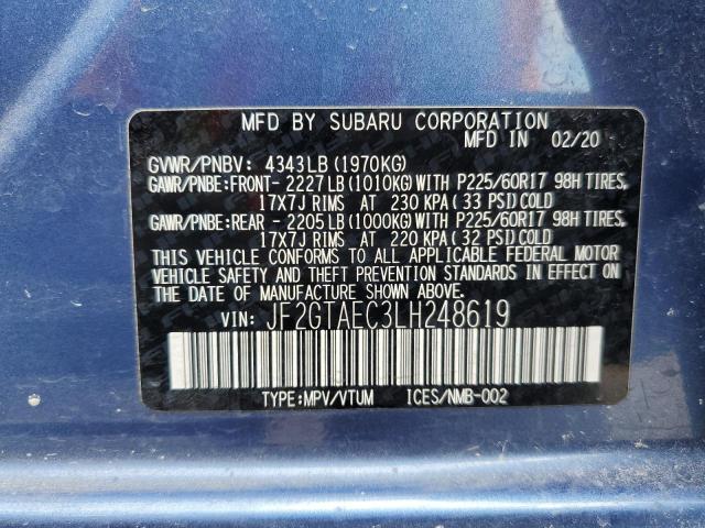 Photo 10 from auction – 2020 SUBARU CROSSTREK with VIN JF2GTAEC3LH248619