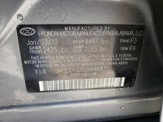 Photo 10 from auction – 2012 HYUNDAI SONATA SE with VIN 5NPEC4AB5CH446835