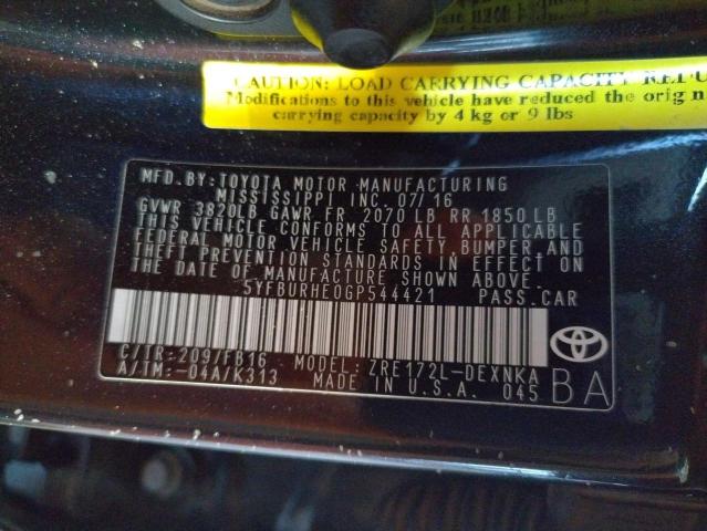 Photo 10 from auction – 2016 TOYOTA COROLLA L with VIN 5YFBURHE0GP544421