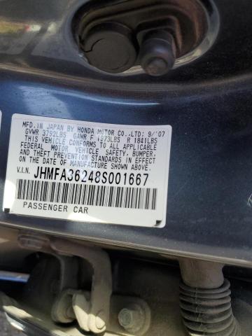 Photo 10 from auction – 2008 HONDA CIVIC HYBR with VIN JHMFA36248S001667