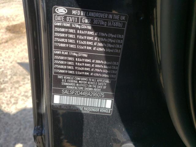 Photo 10 from auction – 2011 LAND ROVER RANGE ROVE with VIN SALSF2D44BA295075