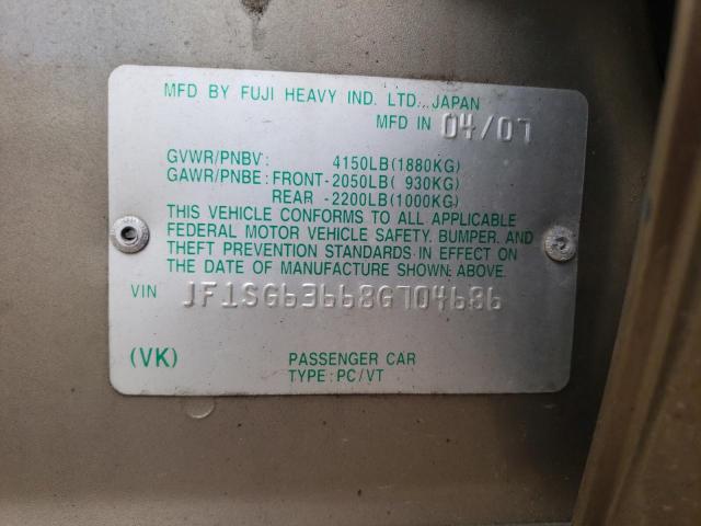 Photo 10 from auction – 2008 SUBARU FORESTER 2 with VIN JF1SG63668G704686