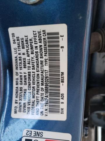 Photo 10 from auction – 2009 HONDA CIVIC EX with VIN 19XFA16889E026117
