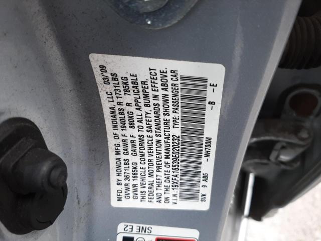 Photo 10 from auction – 2009 HONDA CIVIC with VIN 19XFA16539E020232