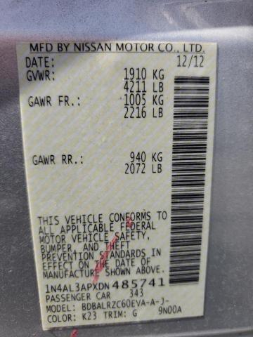 Photo 10 from auction – 2013 NISSAN ALTIMA with VIN 1N4AL3APXDN485741