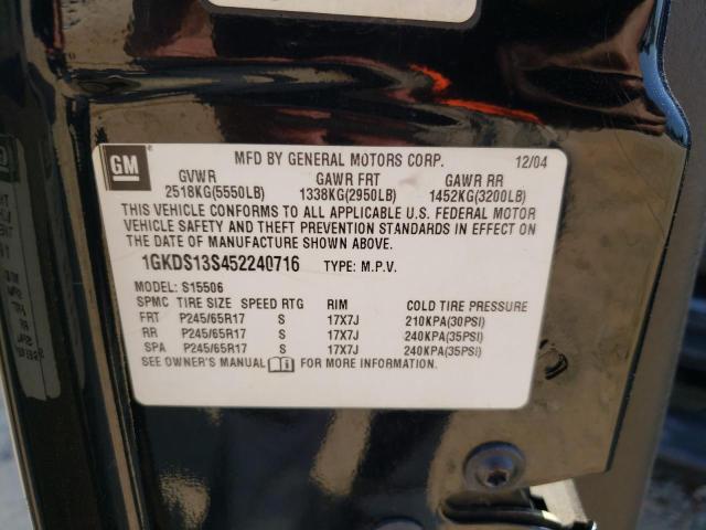 Photo 10 from auction – 2005 GMC ENVOY with VIN 1GKDS13S452240716