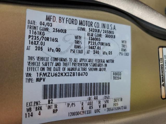 Photo 10 from auction – 2003 FORD EXPLORER X with VIN 1FMZU62KX3ZB18470