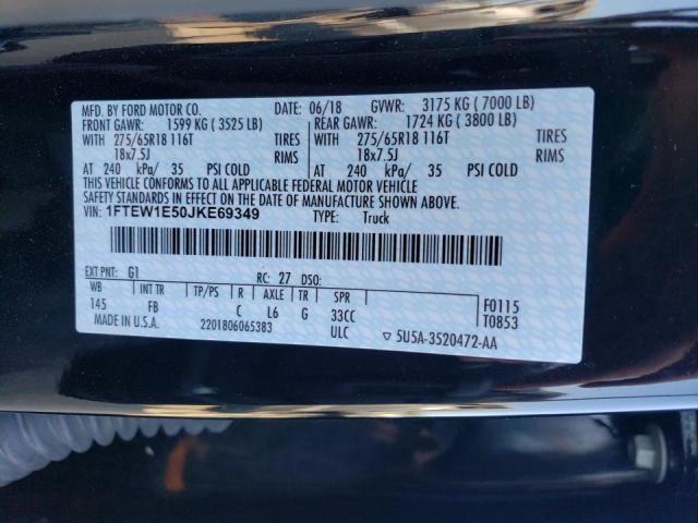 Photo 10 from auction – 2018 FORD F150 SUPER with VIN 1FTEW1E50JKE69349