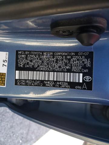 Photo 10 from auction – 2007 TOYOTA PRIUS with VIN JTDKB20U377693116
