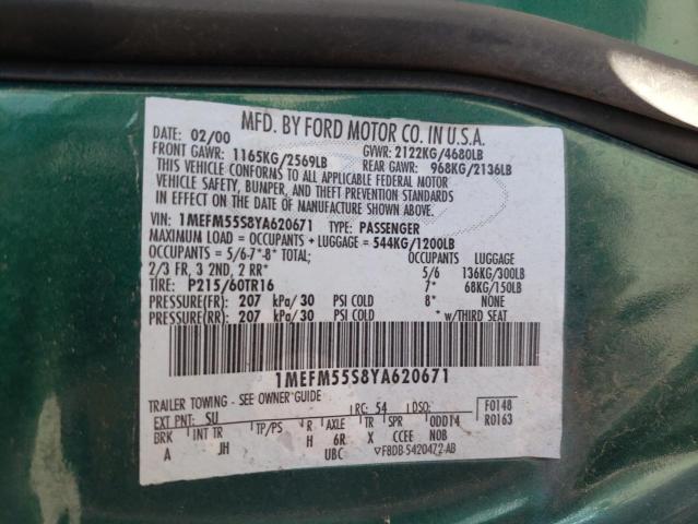 Photo 10 from auction – 2000 MERCURY SABLE LS P with VIN 1MEFM55S8YA620671