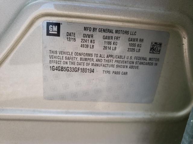 Photo 10 from auction – 2016 BUICK LACROSSE with VIN 1G4GB5G33GF180194