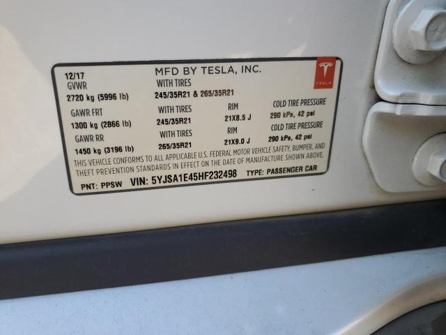 Photo 10 from auction – 2017 TESLA MODEL S with VIN 5YJSA1E45HF232498