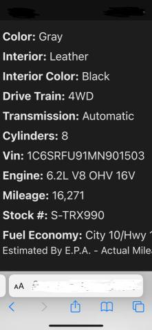 Photo 10 from auction – 2021 RAM 1500 TRX with VIN 1C6SRFU91MN901503