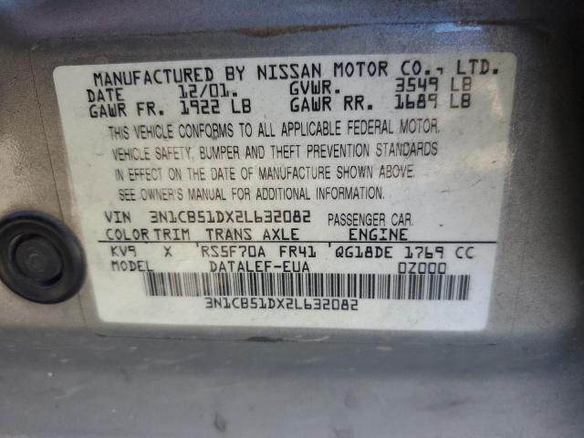 Photo 10 from auction – 2002 NISSAN SENTRA XE with VIN 3N1CB51DX2L632082