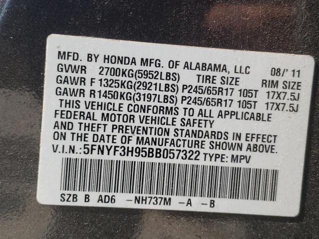 Photo 10 from auction – 2011 HONDA PILOT TOUR with VIN 5FNYF3H95BB057322