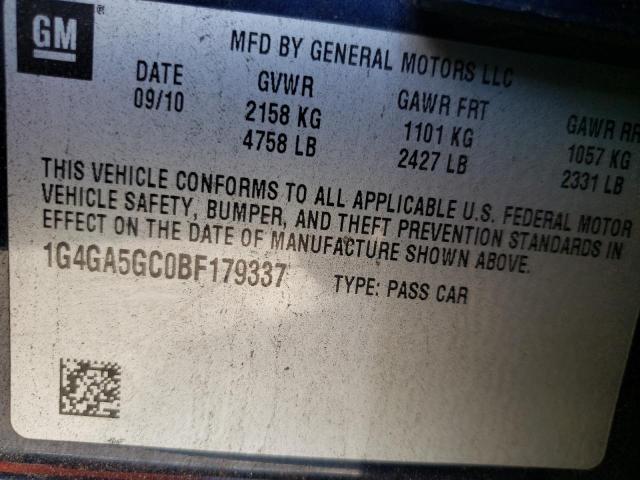 Photo 10 from auction – 2011 BUICK LACROSSE C with VIN 1G4GA5GC0BF179337