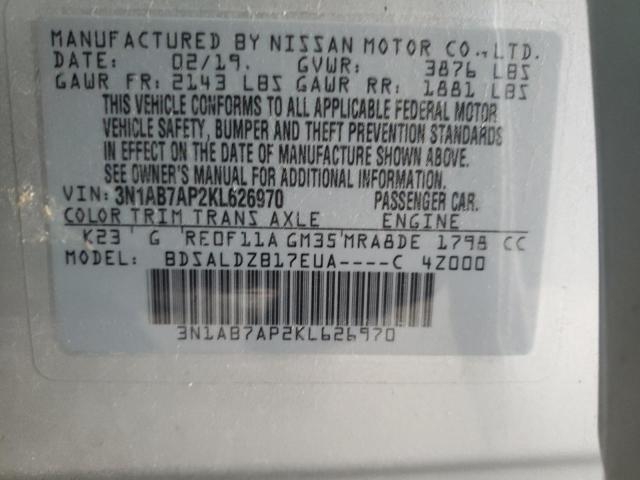 Photo 10 from auction – 2019 NISSAN SENTRA S with VIN 3N1AB7AP2KL626970