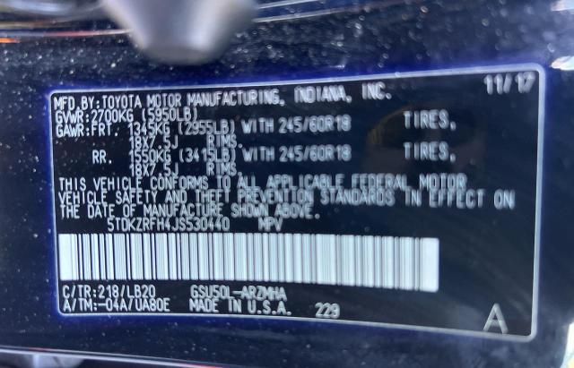 Фото 10 с аукциона – 2018 TOYOTA HIGHLANDER с VIN 5TDKZRFH4JS530440