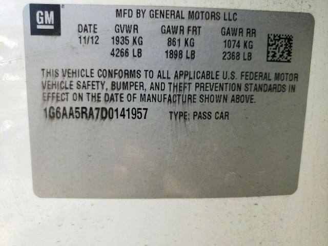 Photo 10 from auction – 2013 CADILLAC ATS with VIN 1G6AA5RA7D0141957