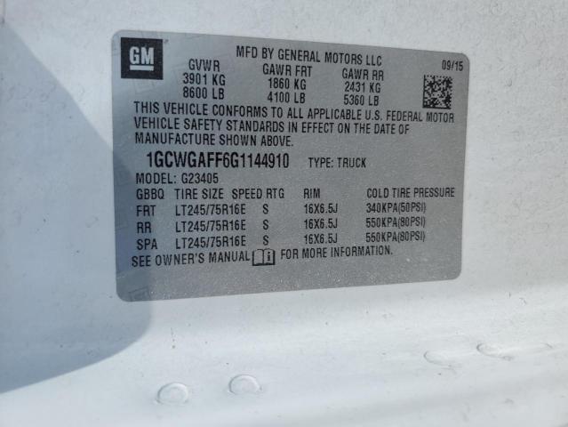 Photo 10 from auction – 2016 CHEVROLET EXPRESS G2 with VIN 1GCWGAFF6G1144910