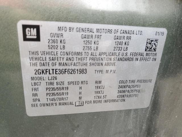 Photo 10 from auction – 2015 GMC TERRAIN SL with VIN 2GKFLTE36F6261983
