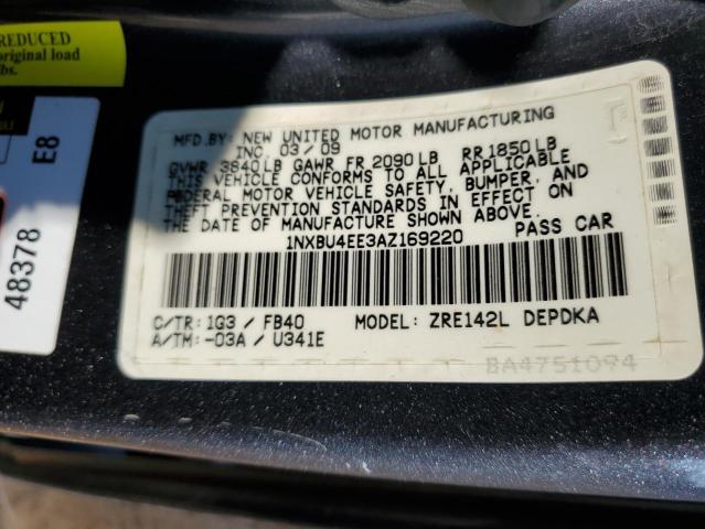 Photo 10 from auction – 2010 TOYOTA COROLLA BA with VIN 1NXBU4EE3AZ169220