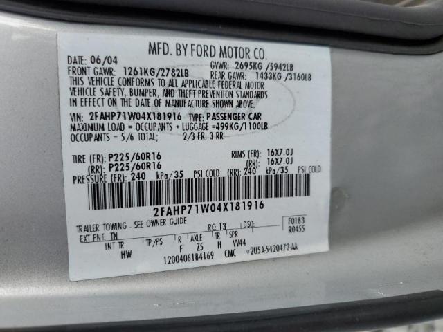 Photo 10 from auction – 2004 FORD CROWN VICT with VIN 2FAHP71W04X181916