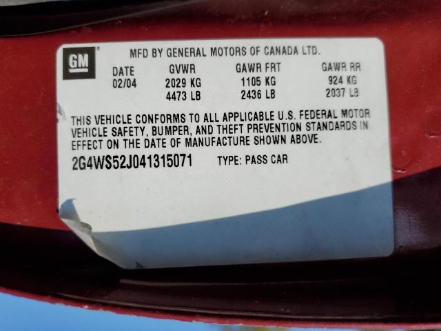 Photo 10 from auction – 2004 BUICK CENTURY CU with VIN 2G4WS52J041315071