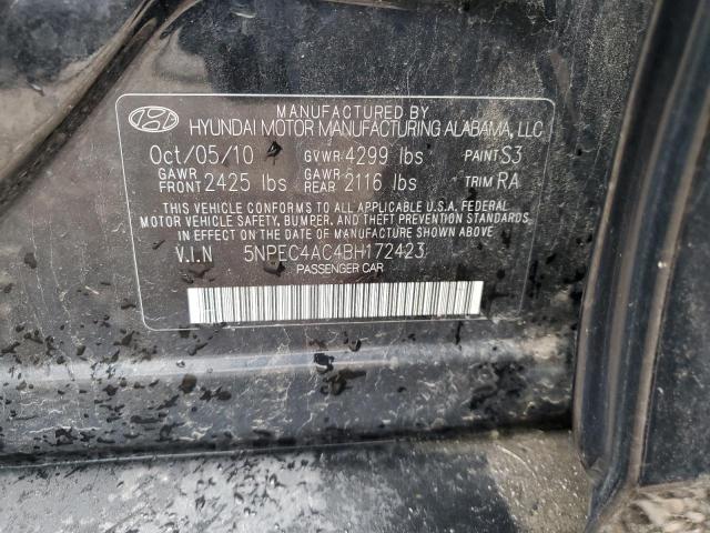 Photo 10 from auction – 2011 HYUNDAI SONATA SE with VIN 5NPEC4AC4BH172423