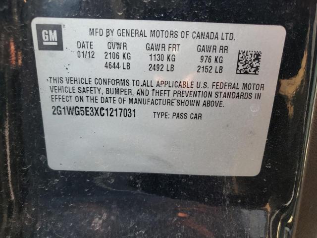 Photo 10 from auction – 2012 CHEVROLET IMPALA LT with VIN 2G1WG5E3XC1217031