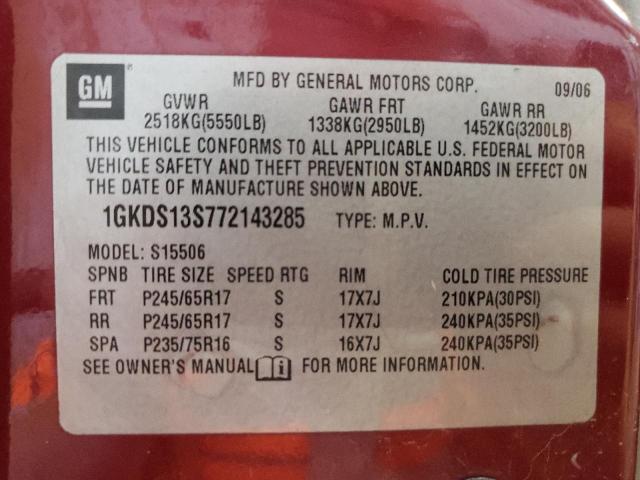Photo 10 from auction – 2007 GMC ENVOY with VIN 1GKDS13S772143285