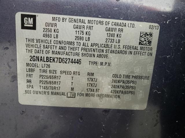 Photo 10 from auction – 2013 CHEVROLET EQUINOX LS with VIN 2GNALBEK7D6274446
