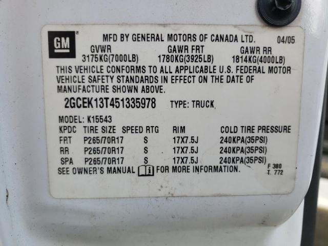 Photo 10 from auction – 2005 CHEVROLET SILVERADO with VIN 2GCEK13T451335978