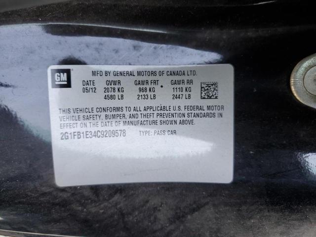 Photo 10 from auction – 2012 CHEVROLET CAMARO LT with VIN 2G1FB1E34C9209578