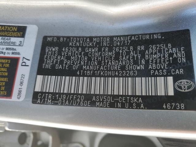 Photo 10 from auction – 2017 TOYOTA CAMRY LE with VIN 4T1BF1FK0HU423263