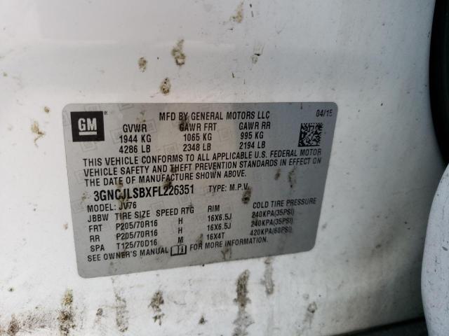 Photo 10 from auction – 2015 CHEVROLET TRAX 1LT with VIN 3GNCJLSBXFL226351
